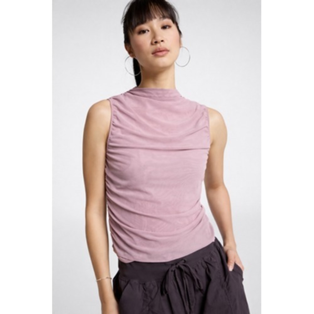 CALIA Ruched Mock Tank Top Womens Medium Pink Mesh Sleeveless Athletic Running